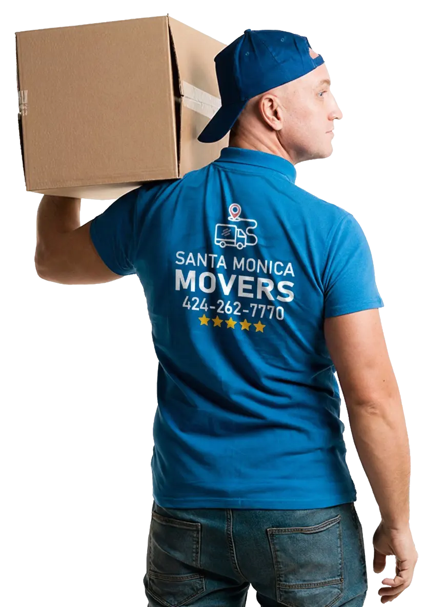 Santa Monica Mover holding moving box
